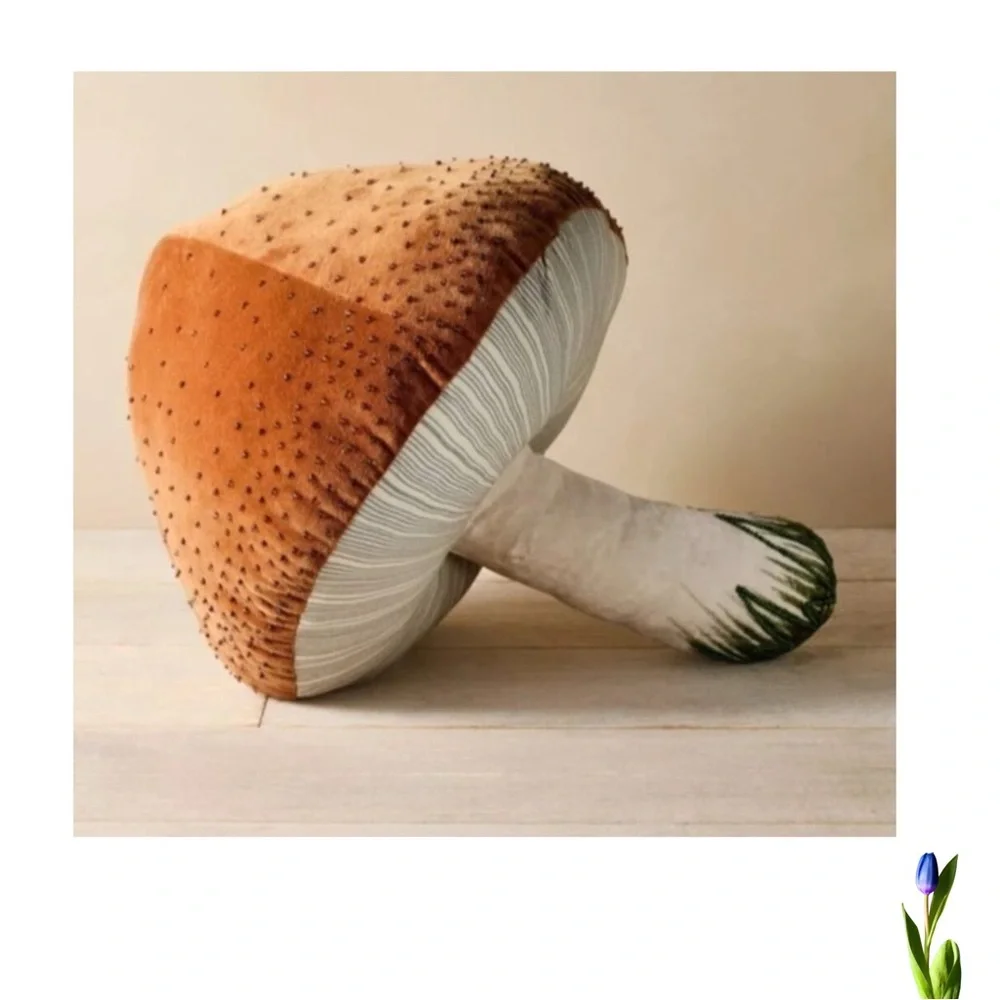 John Derian Mushroom Shaped Plush Pillow